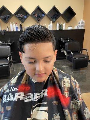 Mid drop fade with an edge up