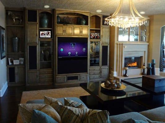 Custom Media Room. 7.1 Surround Sound Revel, 3 TV Video Wall.