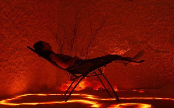 Deep Relaxation during Salt Therapy in our Himalayan Salt Cave Sancuary