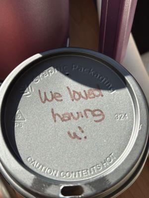 Love the little message on the lid!