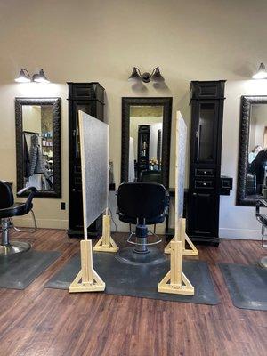 One of eight work stations. Independent stylists rent their spaces and share common areas.