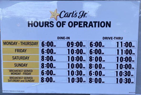 Business Hours as of 05/2022