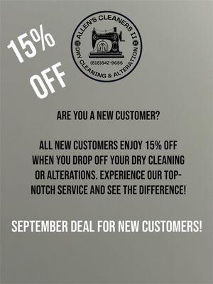 15% off for new customers