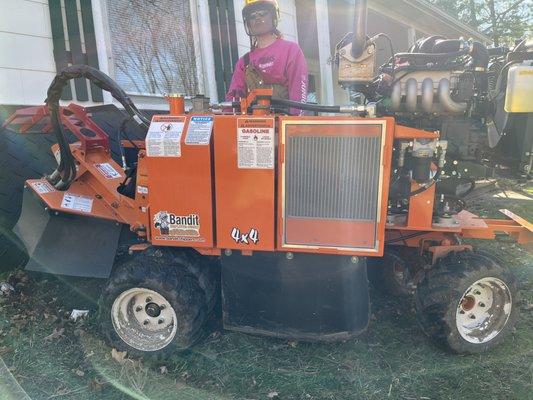 Stew will stump you with his 6-wheel drive stump grinder.