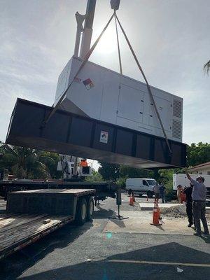 Commercial diesel generator during installation