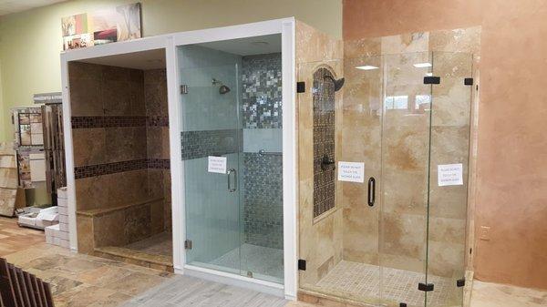 Check out our shower and tile installations, at our Sugar Land showroom.