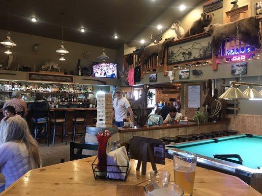 Bar seating and several standard tables for 4 not pictured.