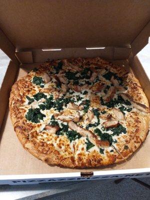 Spinach and chicken with white medium