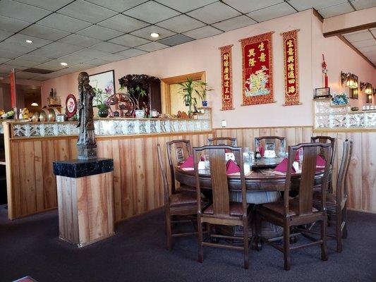 Family table with round server, traditional beautiful table.