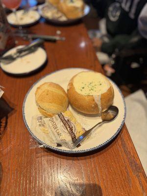 New England clam chowder bread bowl