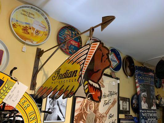 Vintage porcelain Indian Motorcycle sign.