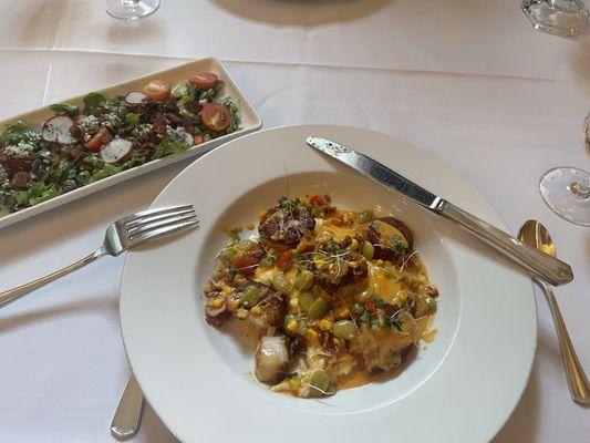 Scallops and succotash