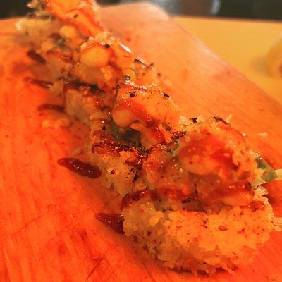 Aburi shrimp tempura roll