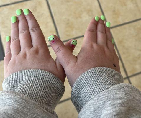 My daughters first time getting her nails done at a salon- she absolutely loved it! They did wonderful with her & made her feel comfortable!