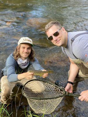 Catching trout on Howard's River.