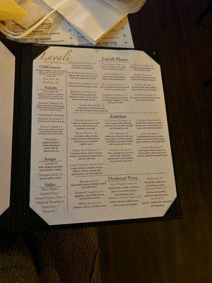 Menu as of 3/6/23