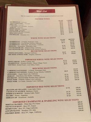 Menu: Wine List