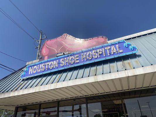 Houston Shoe Hospital signage. Do not let the look fool you!