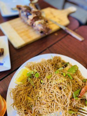 Pancit with jumbo shrimp! Perfection!