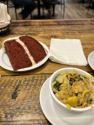 Red velvet cake & Squash casserole