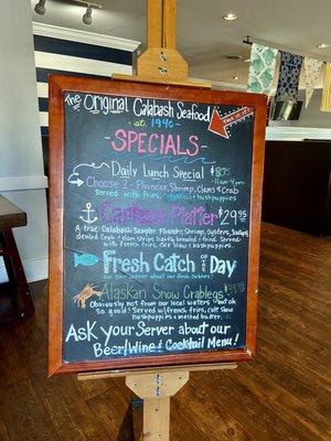 Chalkboard specials