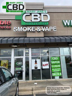 Mary Jane's CBD Dispensary's is the top smoke shop on University Drive in Huntsville! #CBD #Store #Vape #Shops #tobacco #store