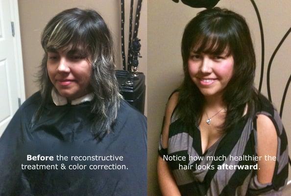 Reconstructive treatment and color at Bella Hair Designs salon San Antonio