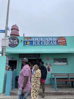 It clearly says on the sign Pizza! If you only want to sell ice cream then change your sign!