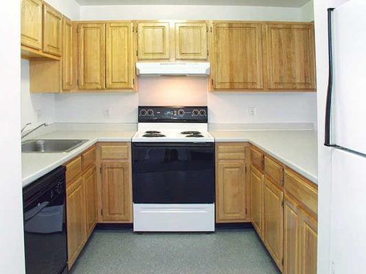 Kitchen features dishwasher/electric stove, fridge and lots of cabinest