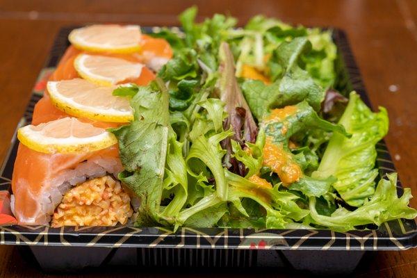 Salmon Lemon Roll and a salad.