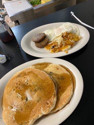 Early Bird Special and 2 blueberry pancakes