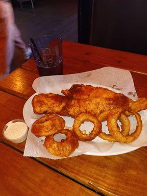 HUGE full fish...with crispy onion rings