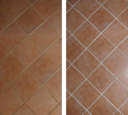 Grout restoration using our colorseal service. Choose from 40+colors to change the look of your floor