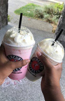 Italian soda (left: strawberry and right: peach & coconut)