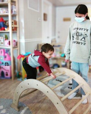 Our top-borrowed toy of 2022: the climbing arch. We have three in the collection.