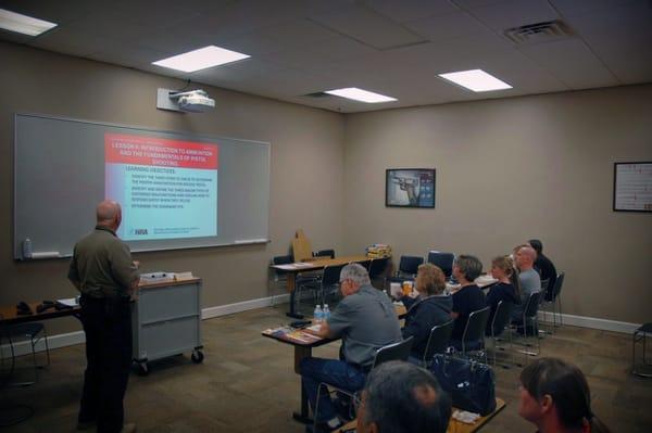 A peek at one of our National Rifle Association of America training classes.