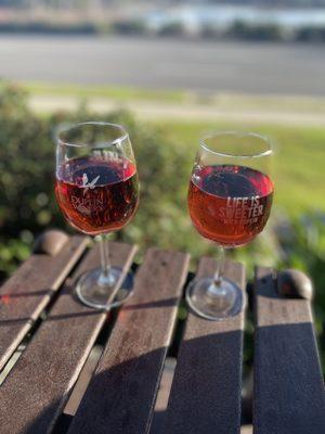 Enjoying a glass on the patio