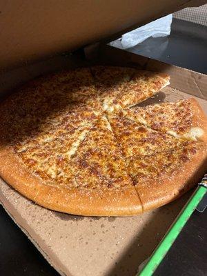 Order of cheesy bread looks like a pizza