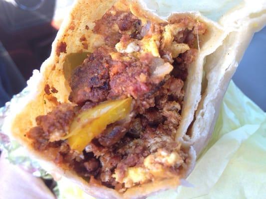 Chorizo breakfast burrito $4.50