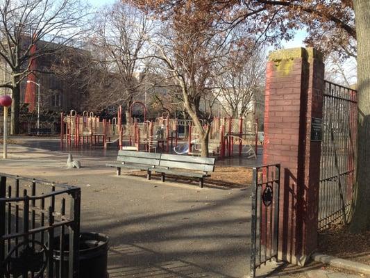 This is the only exit to the playground, which is otherwise fenced in.