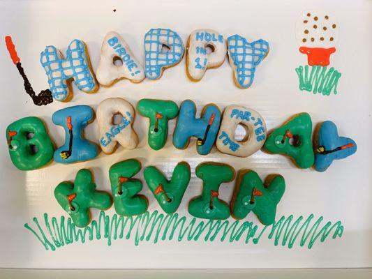 Customized letter donuts (Golf theme)