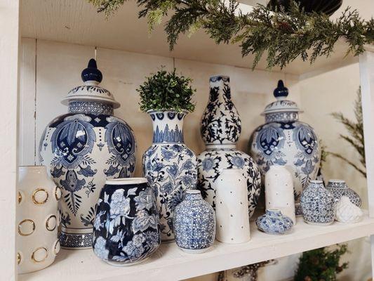 Blue and white vases