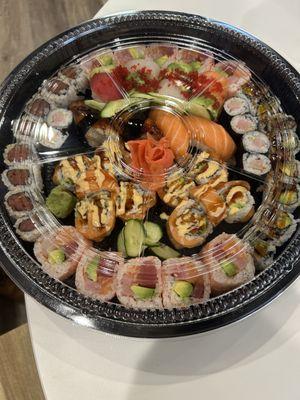 Tray with sushi