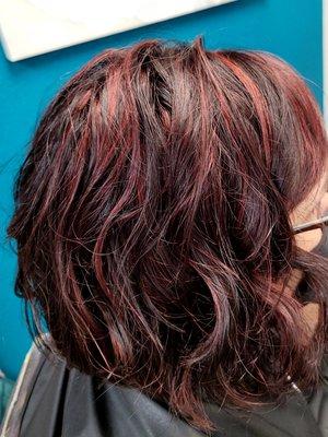 Red Hilites on brown hair