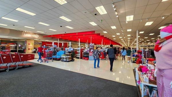 Entrance to the store. Cash registers are in the middle