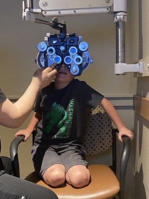 Kiddo in his eye exam.