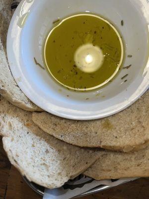 House made Bread basket with rosemary dipping oil