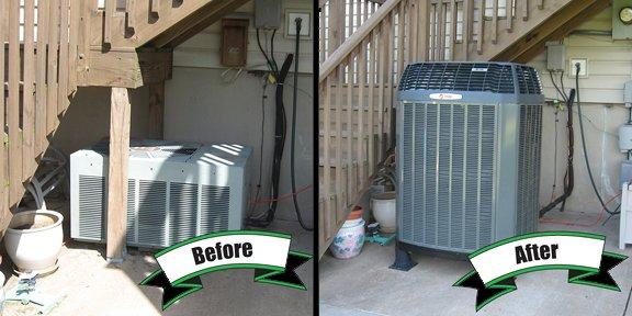 Before and after AC unit service