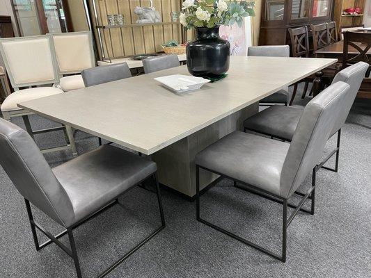 Ethan Allen modern table and leather chairs