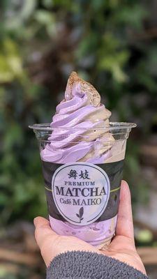 Hojicha-Taro mix soft serve